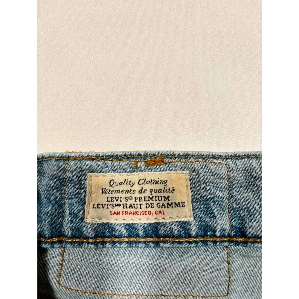 Levis 512 Slim Taper Fit Jeans Mens 33x32 Light Wash Distressed Ripped Big‎ E